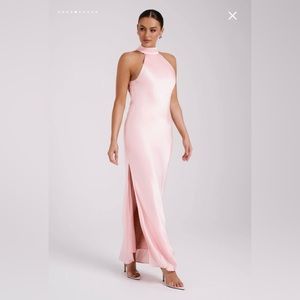 Satin Open Back Maxi Dress in Rosewater